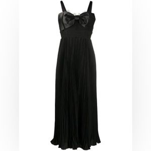 Self portrait black pleated midi dress with bow size US 2